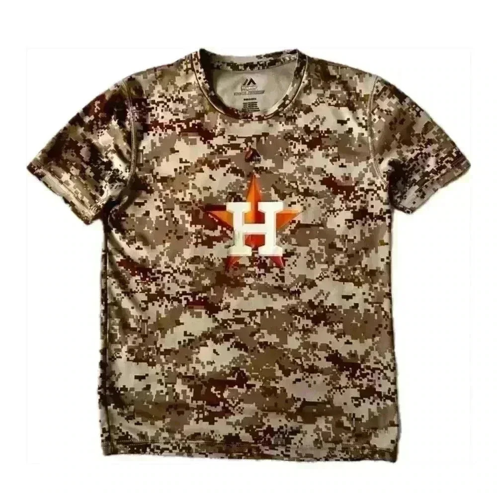 Majestic Tan Camo Houston Astros Cool Base shirt (i8)